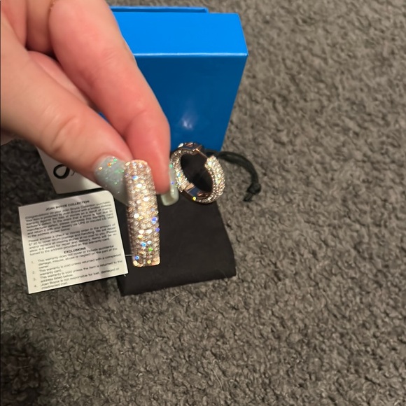 Joan Boyce Rose Gold Hoop Earrings with Crystals - Picture 3 of 10